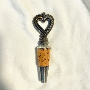 *EUC* BRIGHTON Wine Stopper - Heart - Silver and Cork-UNIQUE/ROMANTIC/WINE LOVER